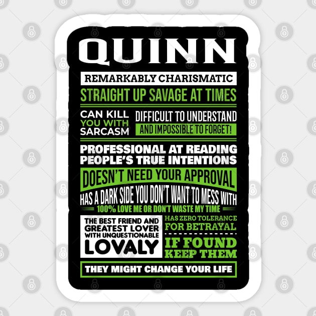 Quinn Sticker by Ban Guns Not Books- Typography fullcolor